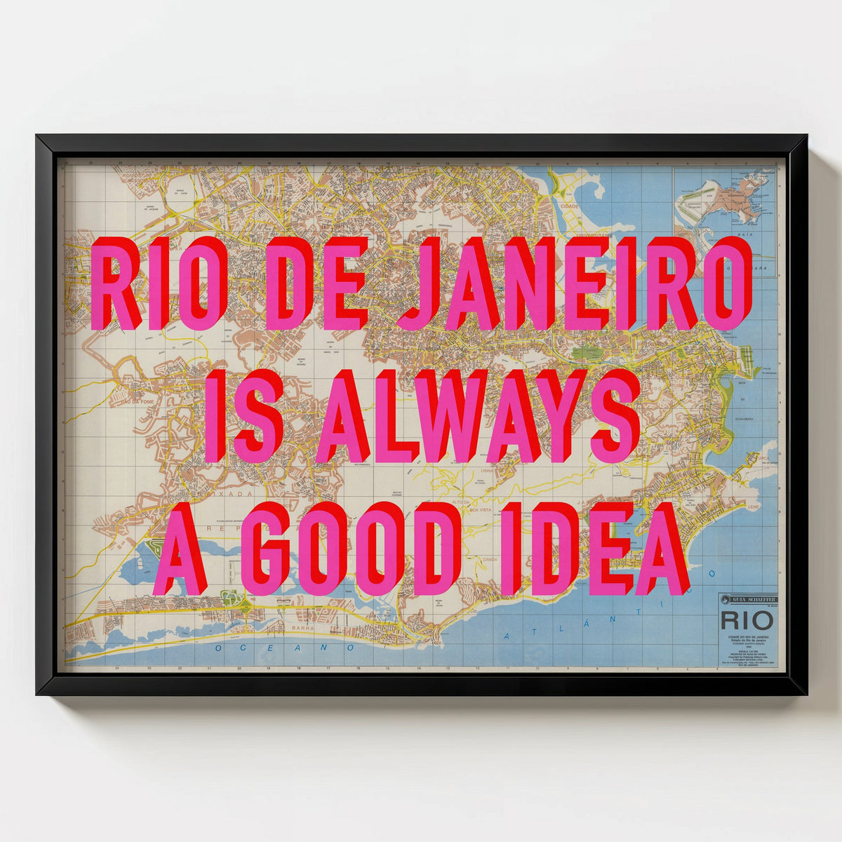 Rio de Janeiro Retro Pop Art Map Print (landscape) - Magic Posters
