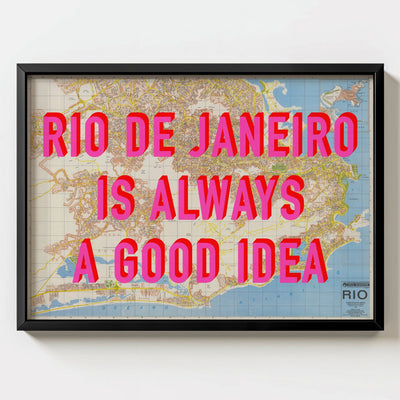 Rio de Janeiro Retro Pop Art Map Print (landscape) - Magic Posters