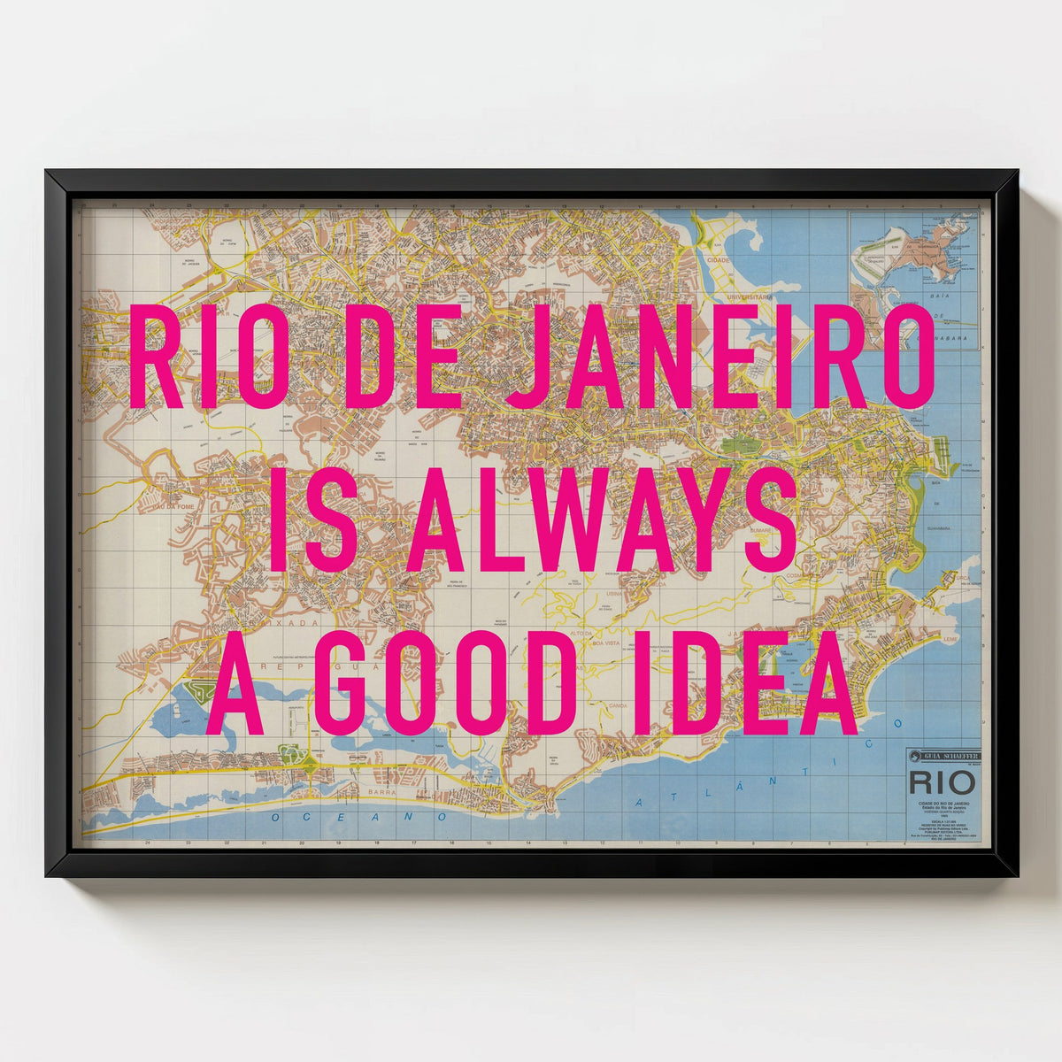 Rio de Janeiro Retro Pop Art Map Print (landscape) - Magic Posters