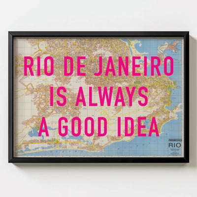 Rio de Janeiro Retro Pop Art Map Print (landscape) - Magic Posters