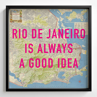 Rio De Janeiro Retro Pop Art Map Print (square) - Magic Posters