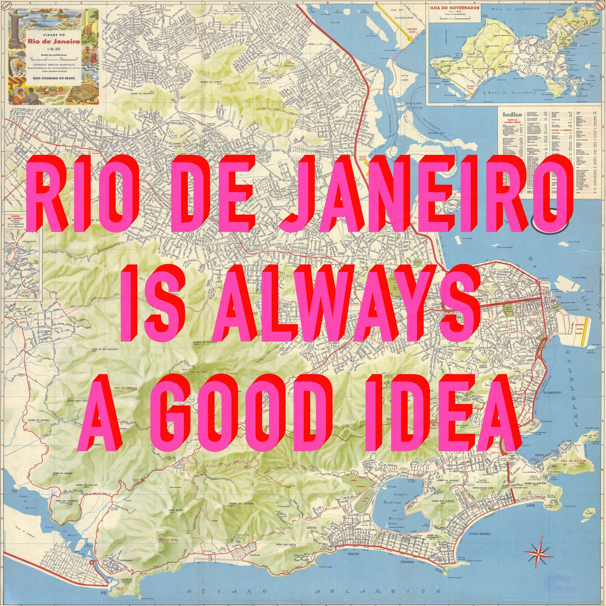 Rio De Janeiro Retro Pop Art Map Print (square)