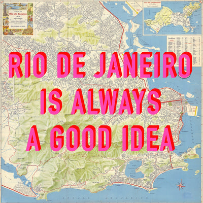 Rio De Janeiro Retro Pop Art Map Print (square)