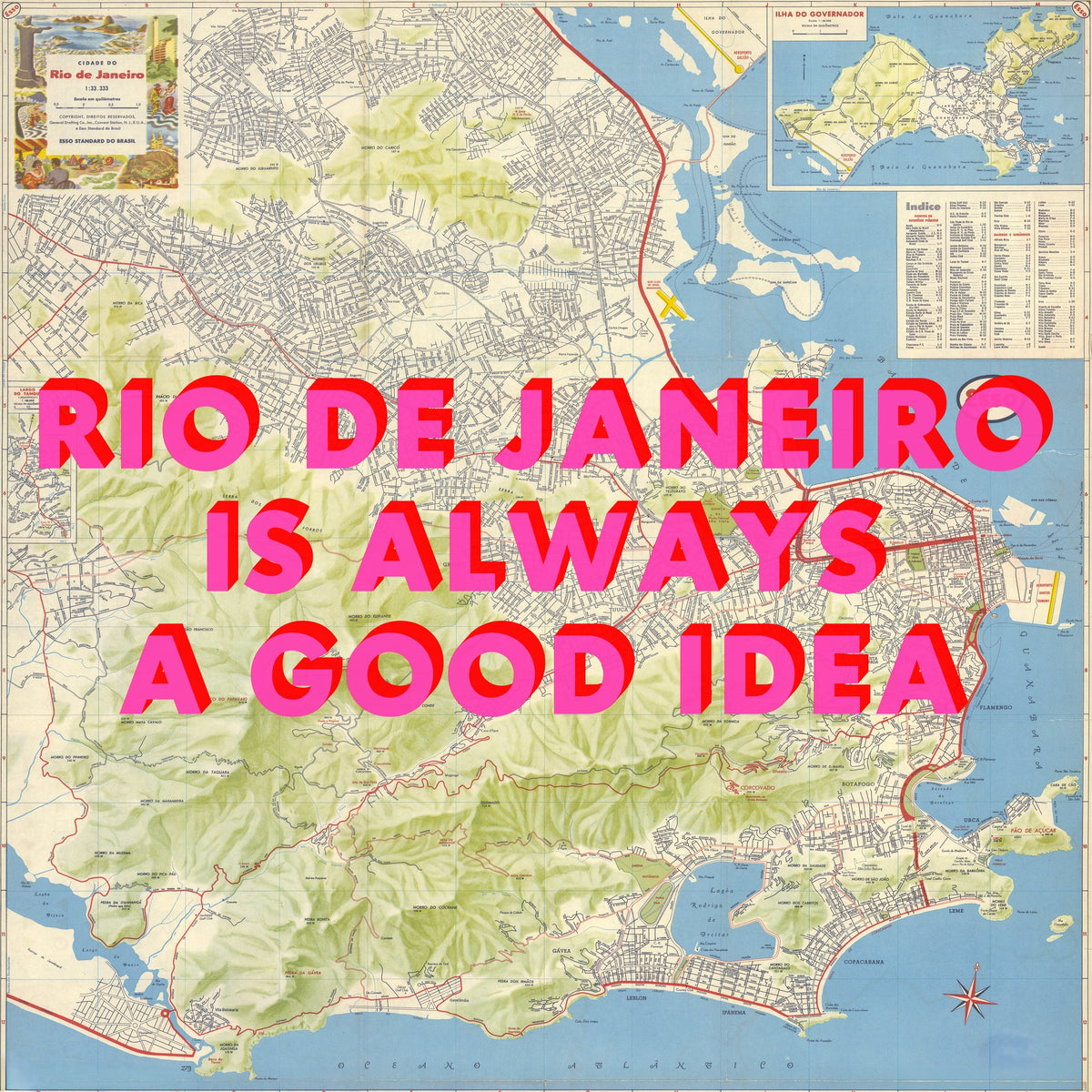Rio De Janeiro Retro Pop Art Map Print (square)