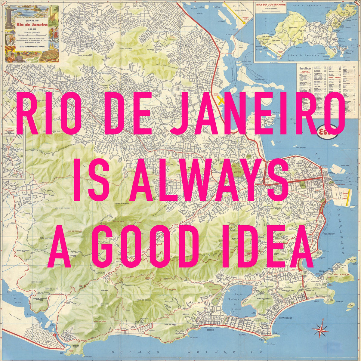 Rio De Janeiro Retro Pop Art Map Print (square)