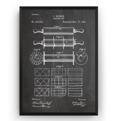 Rolling Pin 1891 Patent Print - Magic Posters