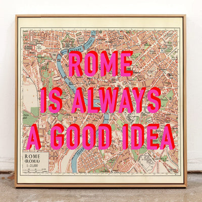 Rome (Italy) Retro Pop Art Map Print - Magic Posters