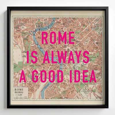 Rome (Italy) Retro Pop Art Map Print - black frame mockup - Magic Posters