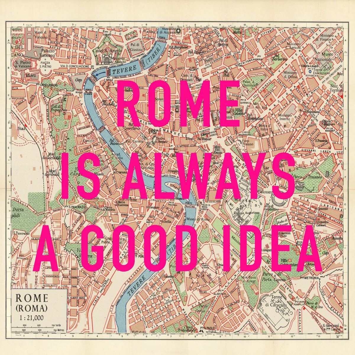 Rome (Italy) Retro Pop Art Map Print