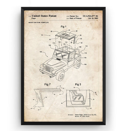 Roof Top For Jeep 2005 Patent Print - Magic Posters