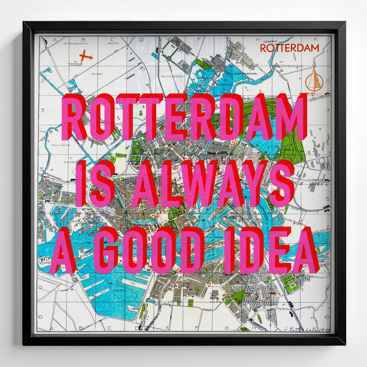 Rotterdam Retro Pop Art Map Print (square) - Magic Posters