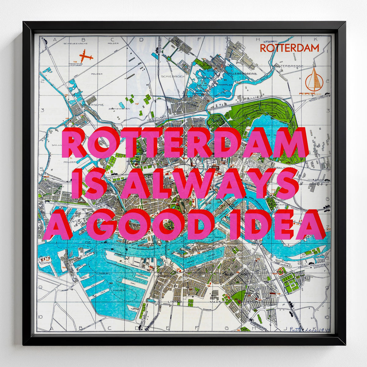 Rotterdam Retro Pop Art Map Print (square) - Magic Posters