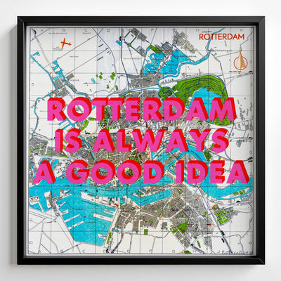 Rotterdam Retro Pop Art Map Print (square) - Magic Posters
