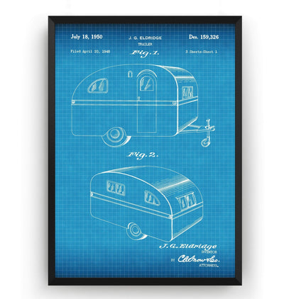 RV Trailer Caravan 1950 Patent Print - Magic Posters