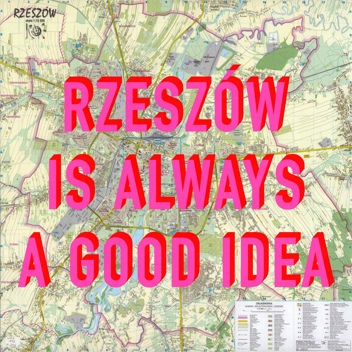 Rzeszów Retro Pop Art Map Print (square) - Magic Posters