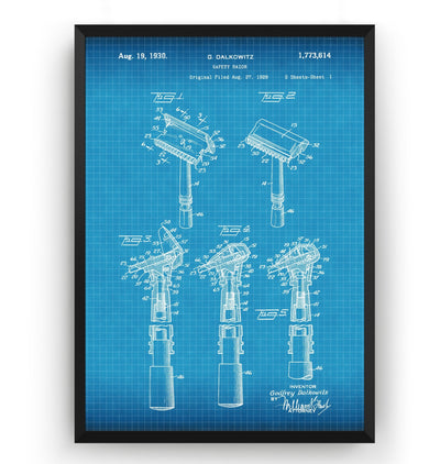 Safety Razor 1930 Patent Print - Magic Posters