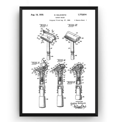 Safety Razor 1930 Patent Print - Magic Posters