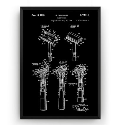 Safety Razor 1930 Patent Print - Magic Posters