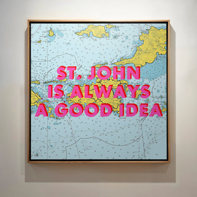 Saint John Retro Pop Art Map Print (U.S. Virgin Islands) - Magic Posters