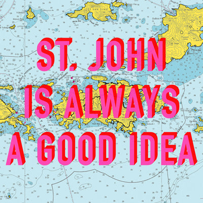 Saint John Retro Pop Art Map Print (U.S. Virgin Islands)