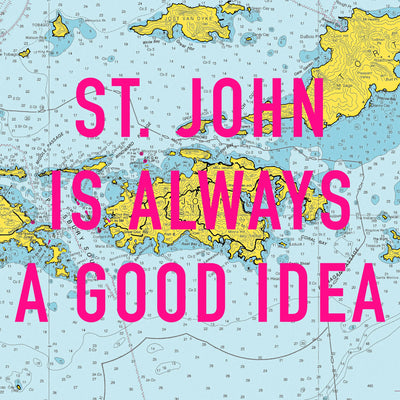 Saint John Retro Pop Art Map Print (U.S. Virgin Islands)