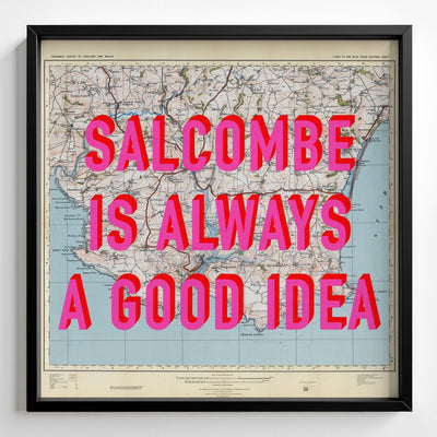 Salcombe Retro Pop Art Map Print (square) - Magic Posters