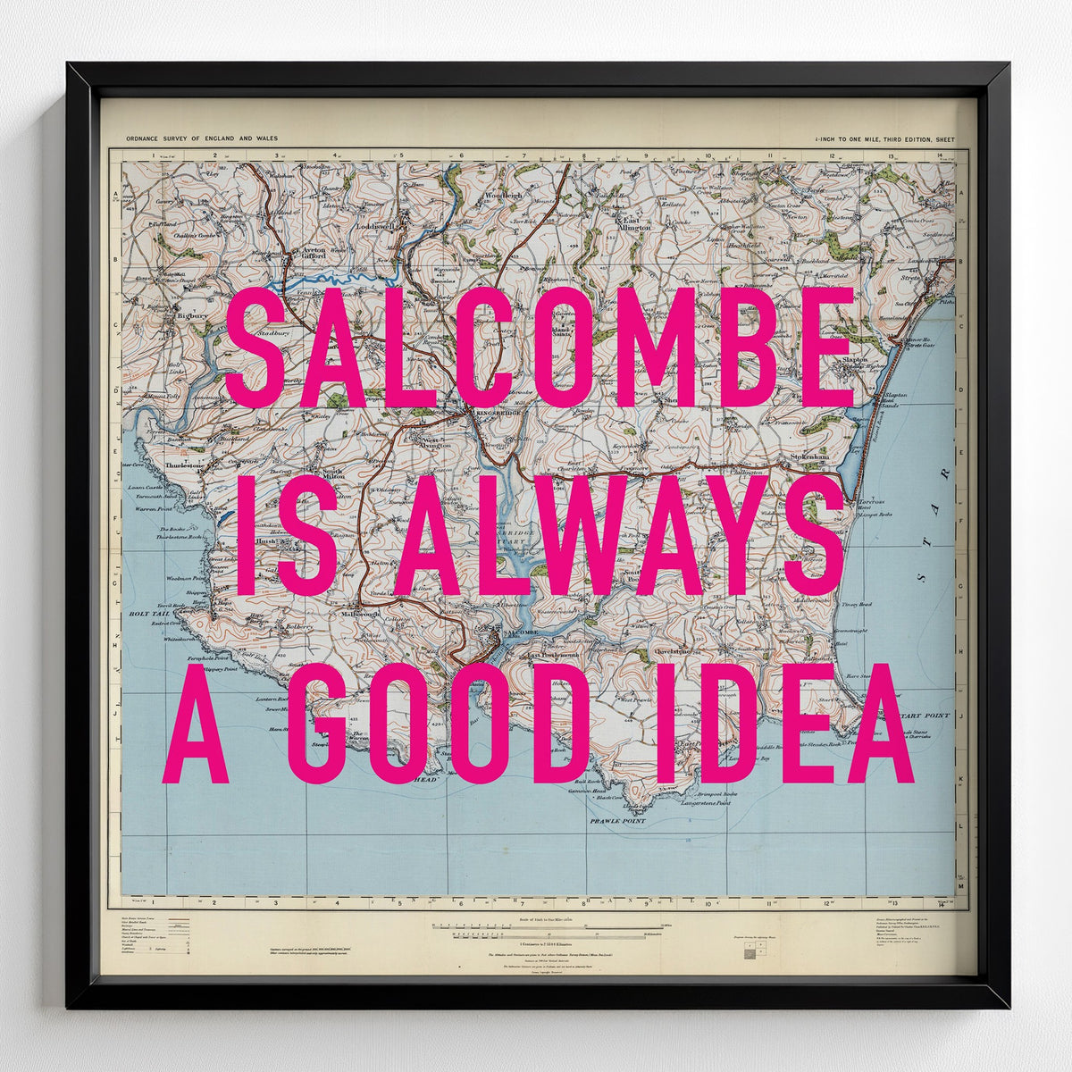 Salcombe Retro Pop Art Map Print (square) - Magic Posters