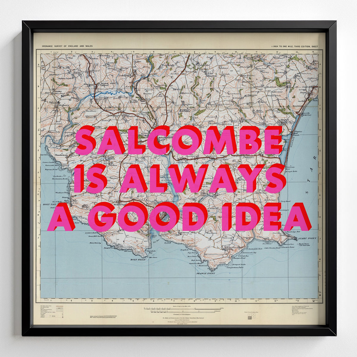 Salcombe Retro Pop Art Map Print (square) - Magic Posters
