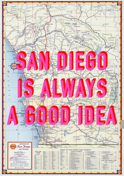 San Diego Retro Pop Art Map Print (portrait)
