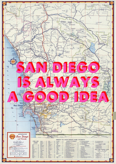 San Diego Retro Pop Art Map Print (portrait)