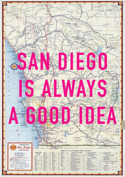 San Diego Retro Pop Art Map Print (portrait)