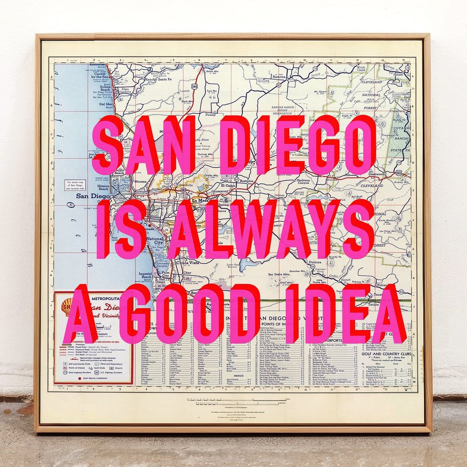 San Diego Retro Pop Art Map Print (Square) - Magic Posters