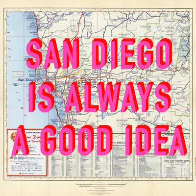 San Diego Retro Pop Art Map Print (Square)