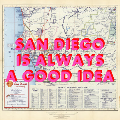 San Diego Retro Pop Art Map Print (Square)