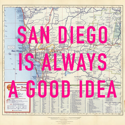 San Diego Retro Pop Art Map Print (Square)