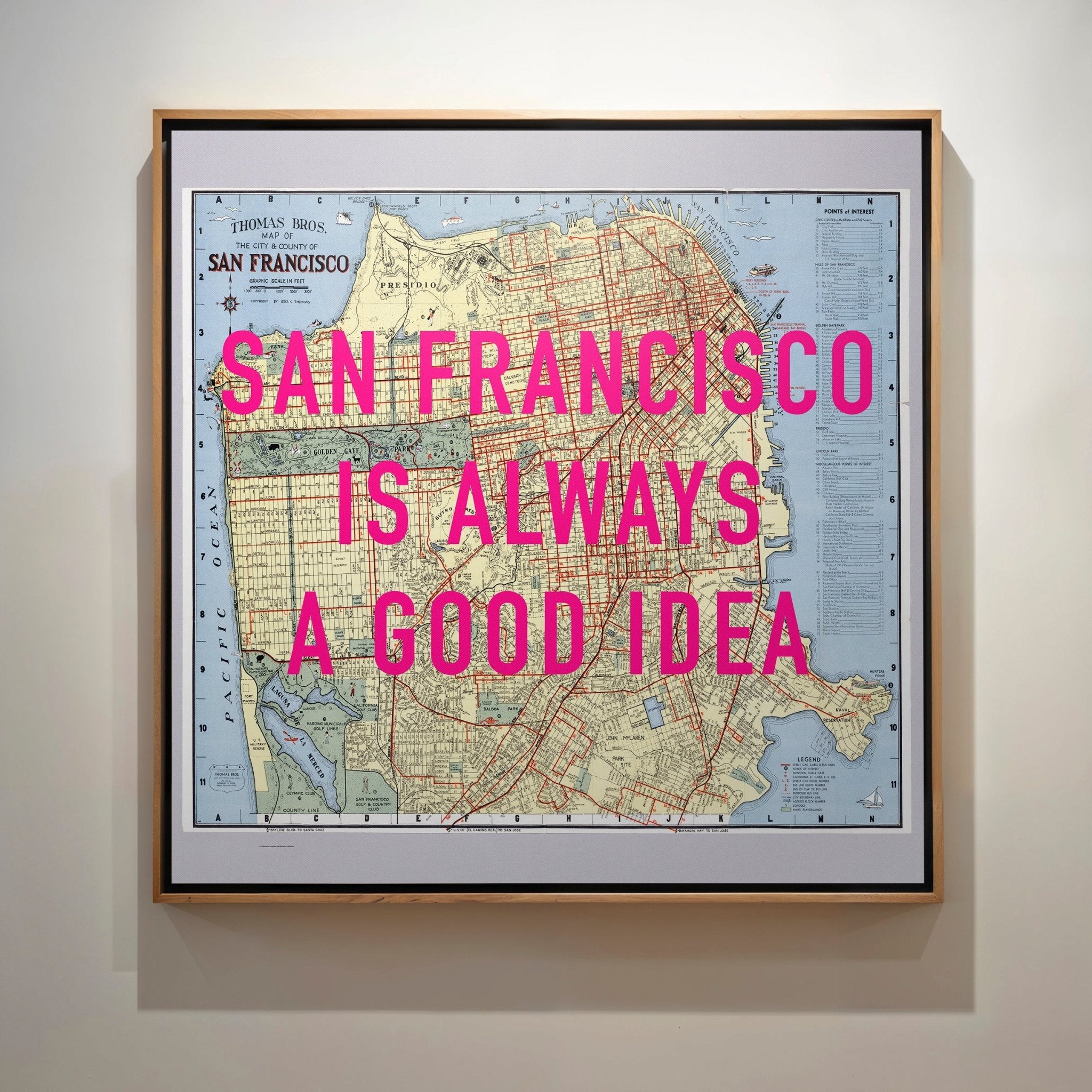 San Francisco Retro Pop Art Map Print (Square) - Magic Posters