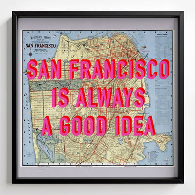 San Francisco Retro Pop Art Map Print (Square) - black frame mockup - Magic Posters