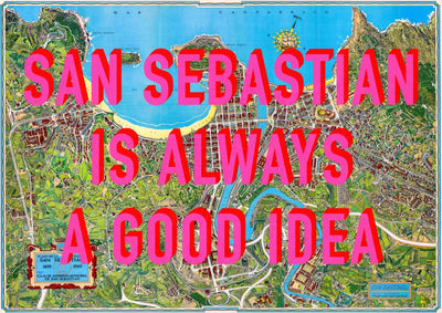 San Sebastian Retro Pop Art Map Print (landscape)