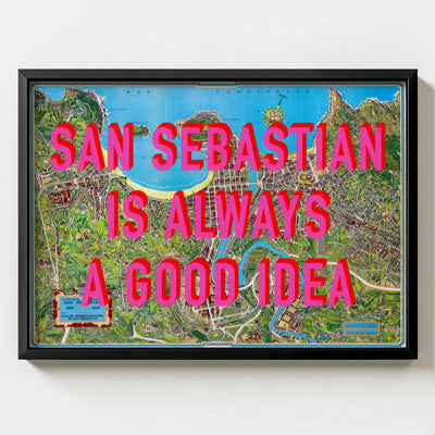 San Sebastian Retro Pop Art Map Print (landscape) - Magic Posters