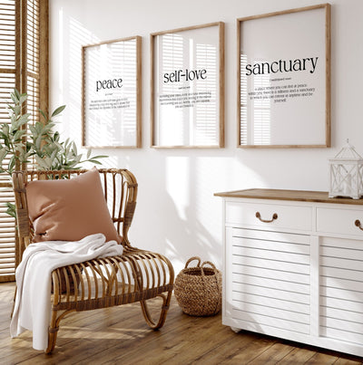 Sanctuary, Peace, Self-love Set Of 3 Definition Prints - Magic Posters