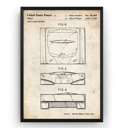 Saturn Design Without Cartridge Slot 1994 Patent Print - Magic Posters