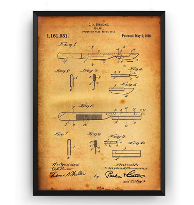 Scalpel 1916 Patent Print - Magic Posters