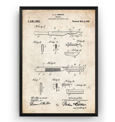 Scalpel 1916 Patent Print - Magic Posters