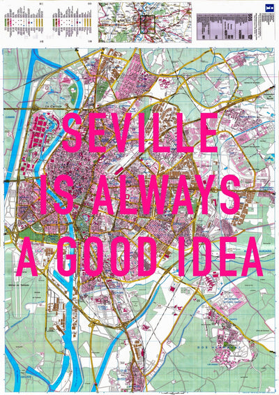 Seville Retro Pop Art Map Print (portrait)
