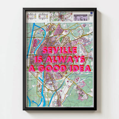 Seville Retro Pop Art Map Print (portrait) - Magic Posters