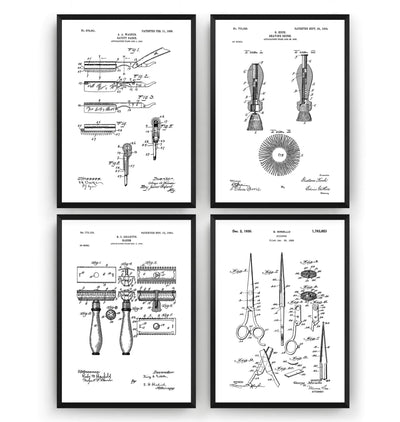 Shaving Set Of 4 Patent Prints - Magic Posters