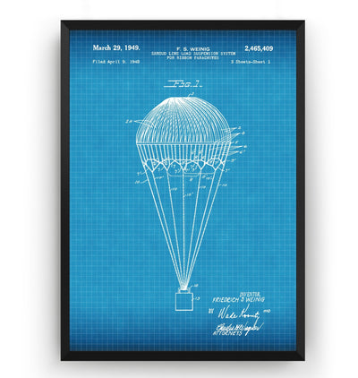 Shroud Line Load Suspension System For Ribbon Parachutes 1949 Patent Print - Magic Posters