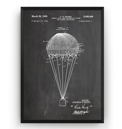 Shroud Line Load Suspension System For Ribbon Parachutes 1949 Patent Print - Magic Posters