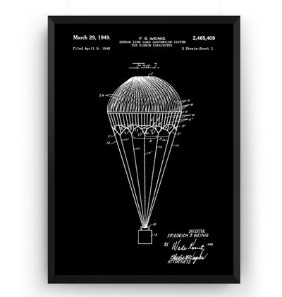 Shroud Line Load Suspension System For Ribbon Parachutes 1949 Patent Print - Magic Posters