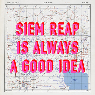 Siem Reap Retro Pop Art Map Print (square) - Magic Posters